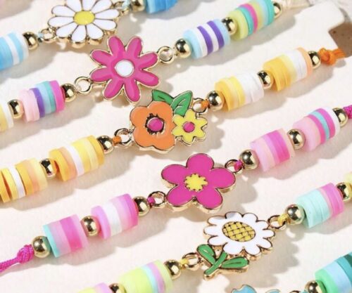 Bracelet fleurs colorées (unité )